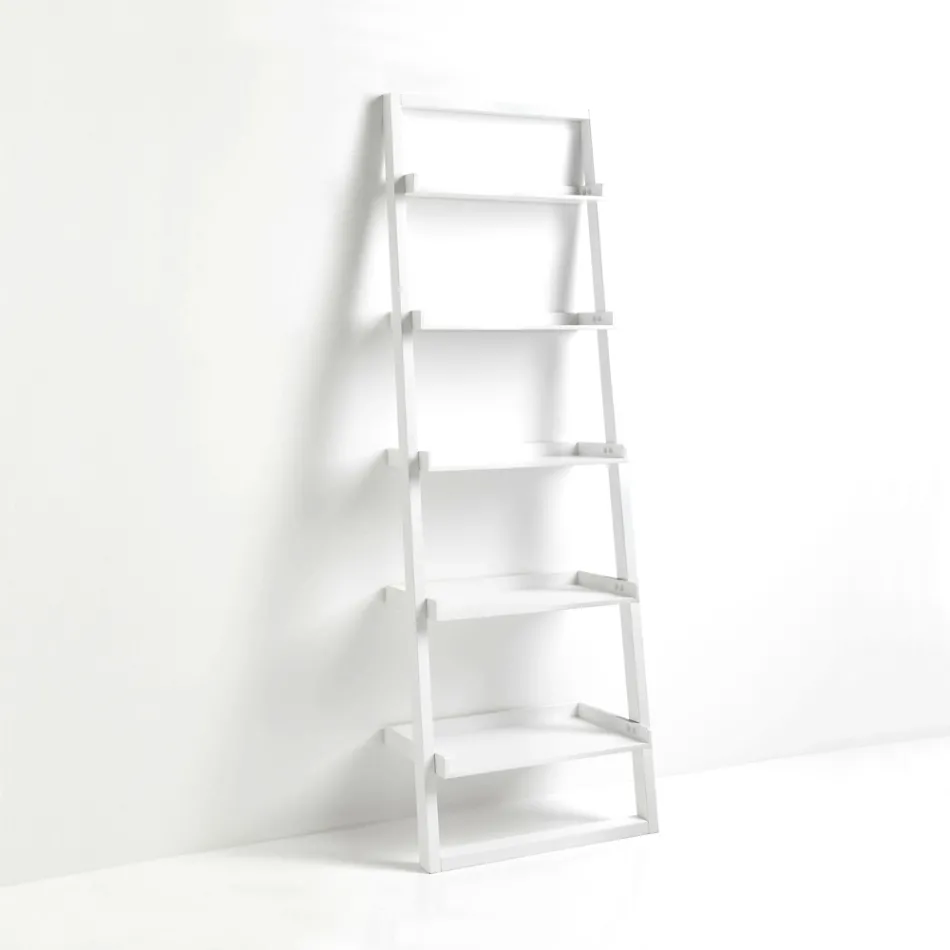 Libreria in MDF Laccato Bianco Opaco con 5 Ripiani - Cadmio Viadurini