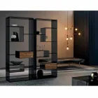 Libreria in Vetro Fumè con Cassetto Legno Noce Canaletto Design Italiano - Linzy Viadurini
