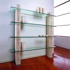 Libreria modulare in pietra e cristallo dal design moderno Galene Viadurini