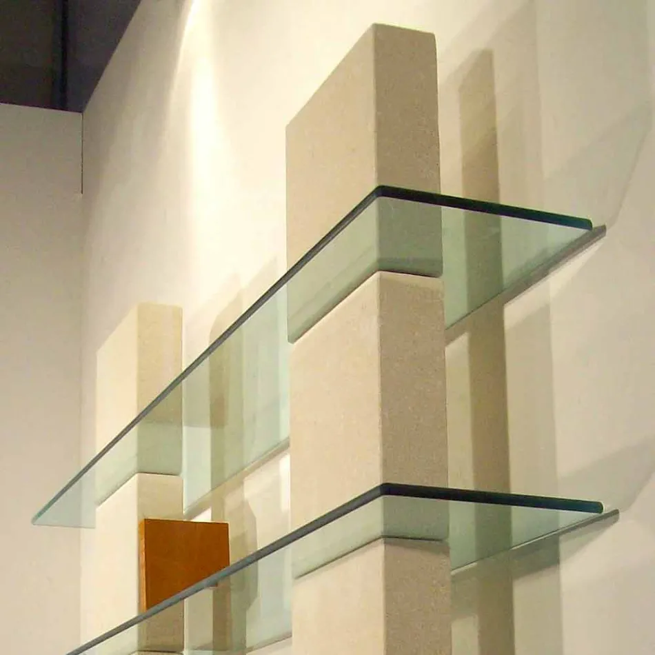 Libreria modulare in pietra e cristallo dal design moderno Poplia Viadurini