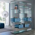 Libreria Salotto in Vetro Extrachiaro con o senza Cassetti Made in Italy- Linzy