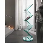 Libreria Verticale in Vetro Trasparente da Soggiorno Freestanding - Brugo Viadurini