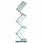Libreria Verticale in Vetro Trasparente da Soggiorno Freestanding - Brugo Viadurini