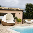 Lounger Prendisole da Giardino con Tettuccio in Polyrattan - Colin Viadurini