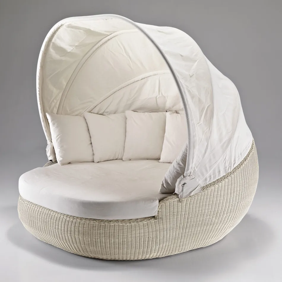 Lounger Prendisole da Giardino con Tettuccio in Polyrattan - Colin Viadurini