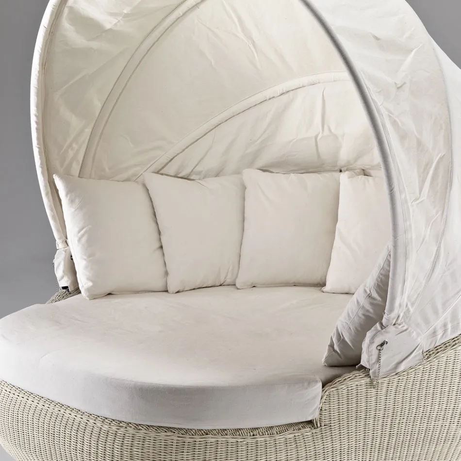 Lounger Prendisole da Giardino con Tettuccio in Polyrattan - Colin Viadurini