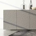 Madia 4 Ante in Mdf Laccato Fango con Bassorilievo Made in Italy - Lolla Viadurini