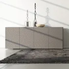 Madia 4 Ante in Mdf Laccato Fango con Bassorilievo Made in Italy - Lolla Viadurini