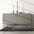 Madia 4 Ante in Mdf Laccato Fango con Bassorilievo Made in Italy - Lolla