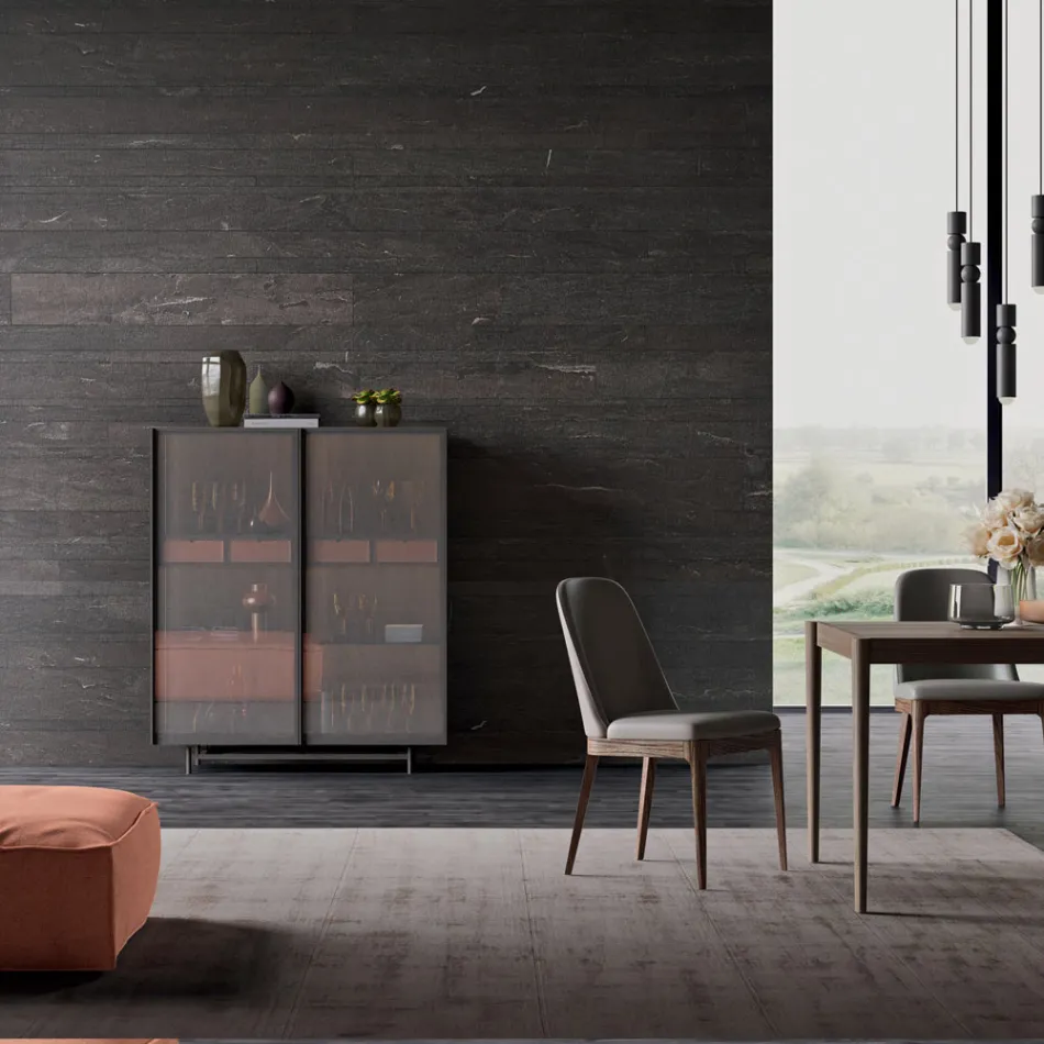 Madia a 2 Ante in Legno Ecologico e Metallo Alta Qualità Made in Italy - Aaron Viadurini