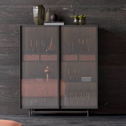 Madia a 2 Ante in Legno Ecologico e Metallo Alta Qualità Made in Italy - Aaron Viadurini