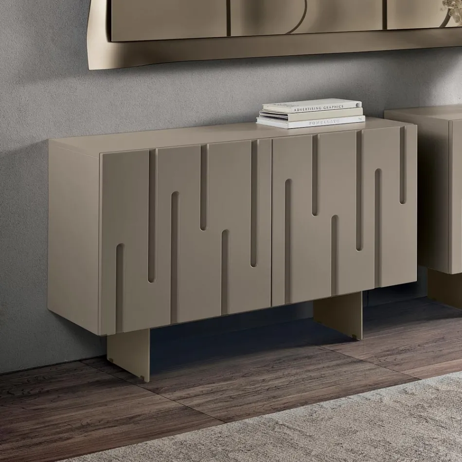 Madia con 2 Ante con Apertura Push Pull in MDF Made in Italy - Fabrizia Viadurini