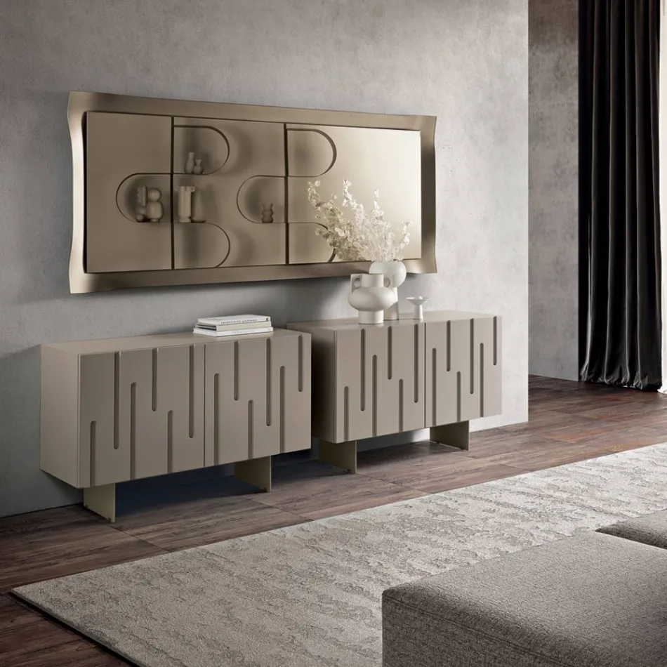 Madia con 2 Ante con Apertura Push Pull in MDF Made in Italy - Fabrizia Viadurini