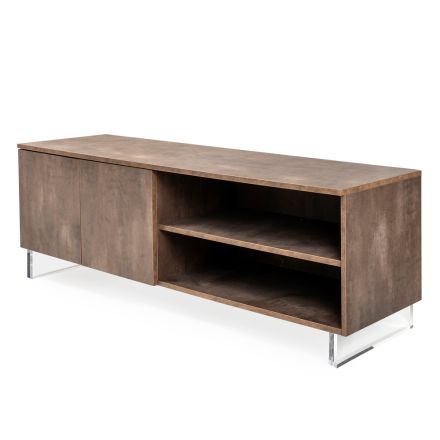 Madia con 2 Ante e 2 Vani a Giorno Laterali in Melaminico Made in Italy - Mouse Viadurini