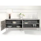 Madia con 2 Ante e 2 Vani a Giorno Laterali in Melaminico Made in Italy - Mouse Viadurini