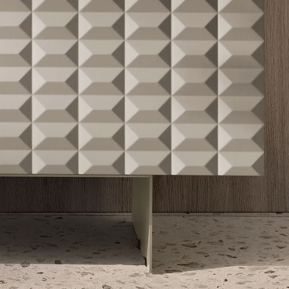 Madia con 2 Ante in MDF Rivestito in PVC Laccato Made in Italy - Dorotea Viadurini