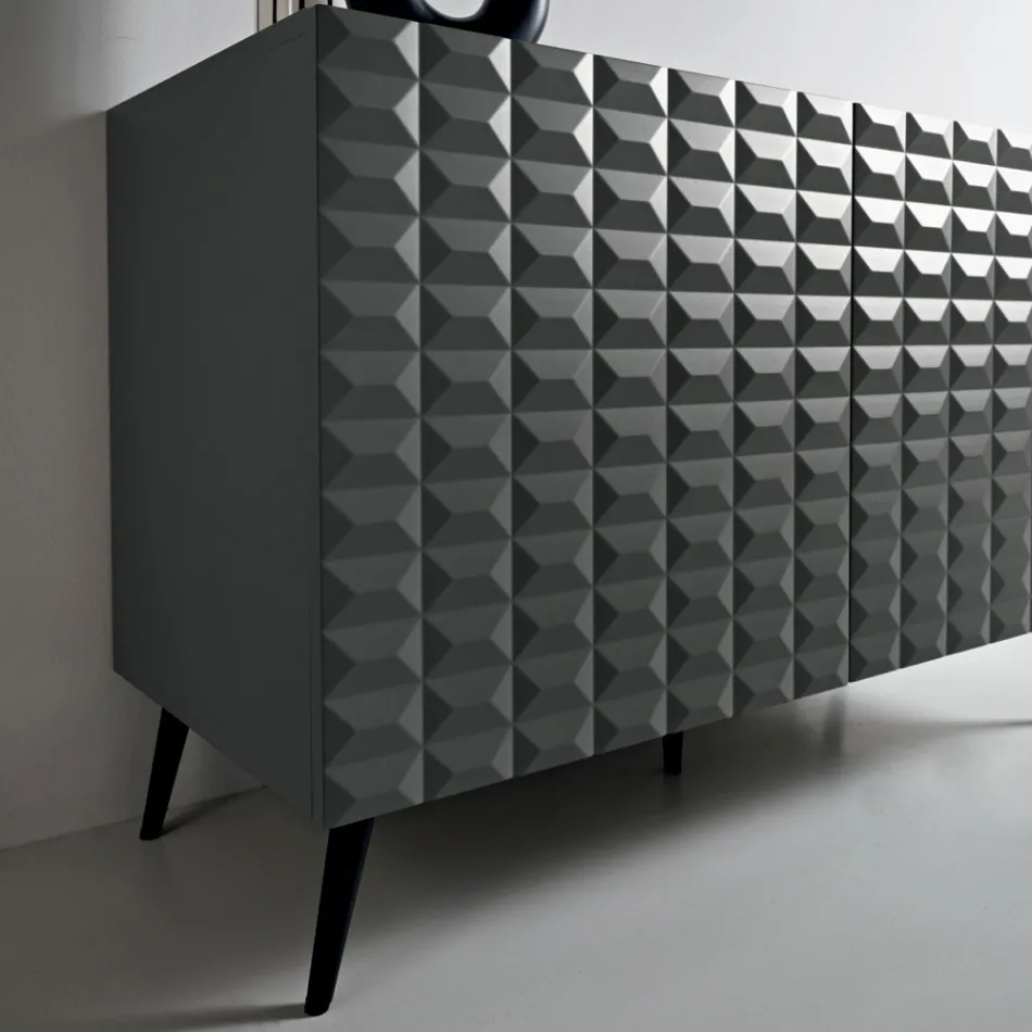 Madia con 2 Ante in MDF Rivestito in PVC Laccato Made in Italy - Dorotea Viadurini