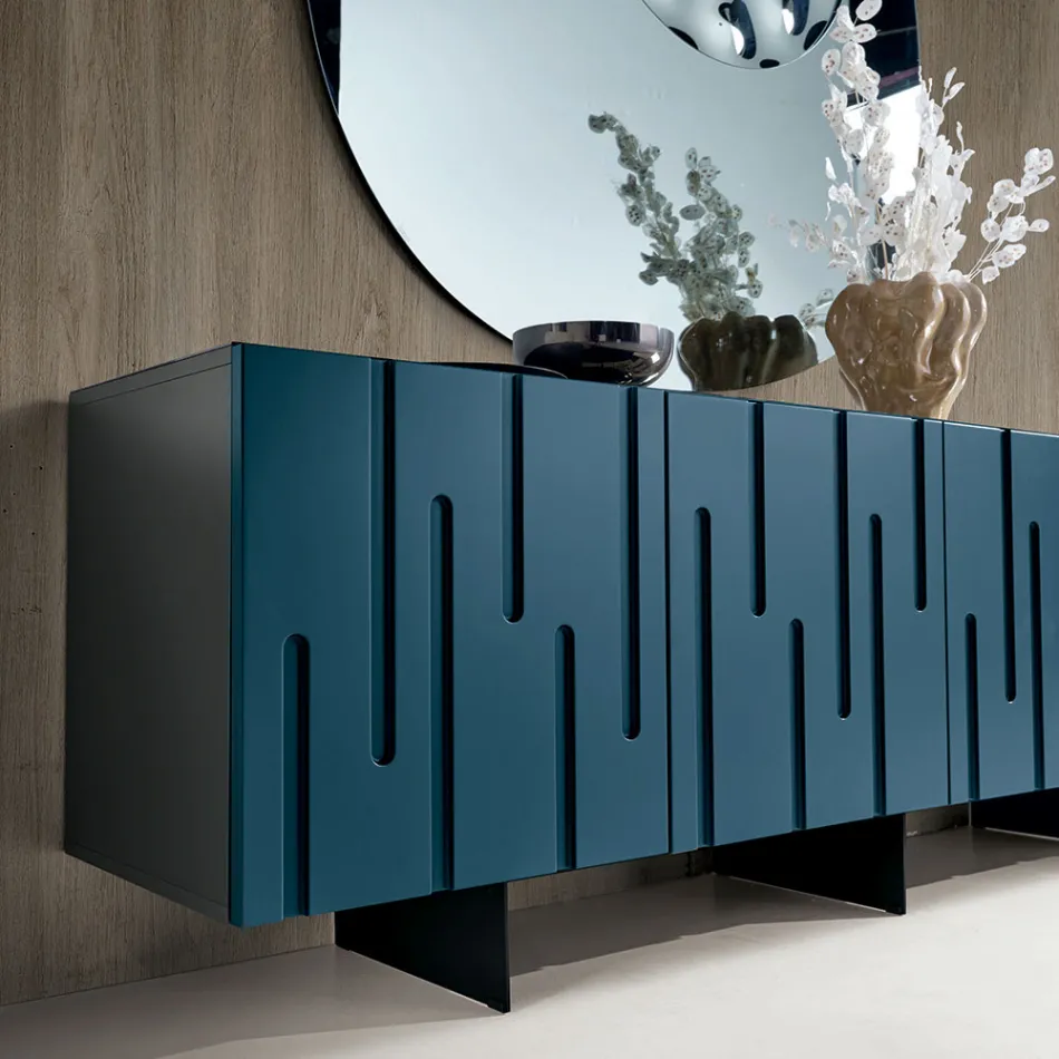 Madia con 3 Ante con Apertura Push Pull in MDF Made in Italy - Fabrizia Viadurini