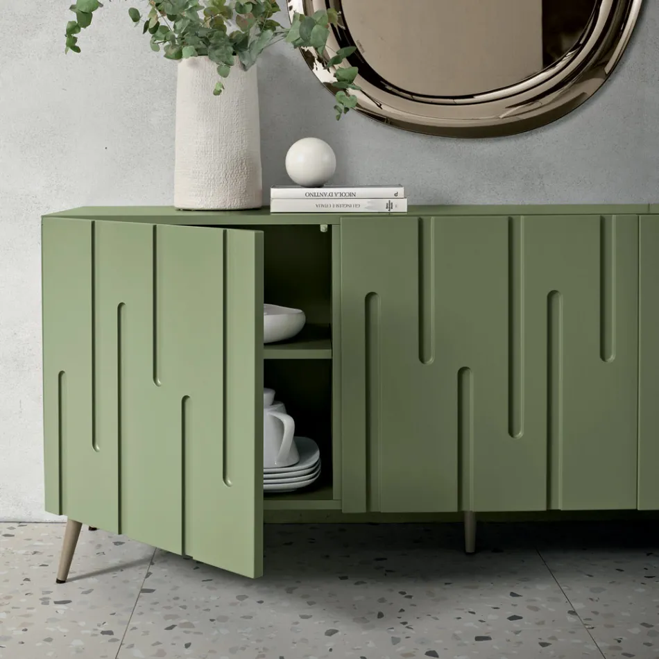 Madia con 3 Ante con Apertura Push Pull in MDF Made in Italy - Fabrizia Viadurini