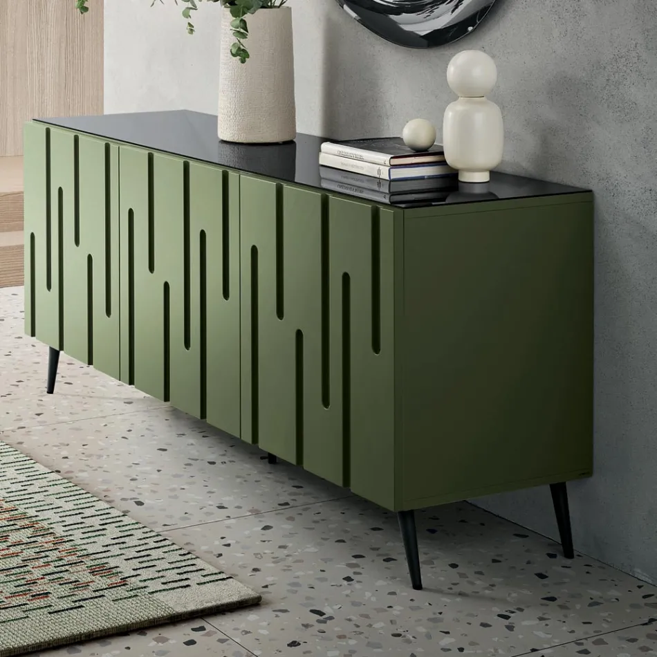 Madia con 3 Ante con Apertura Push Pull in MDF Made in Italy - Fabrizia Viadurini