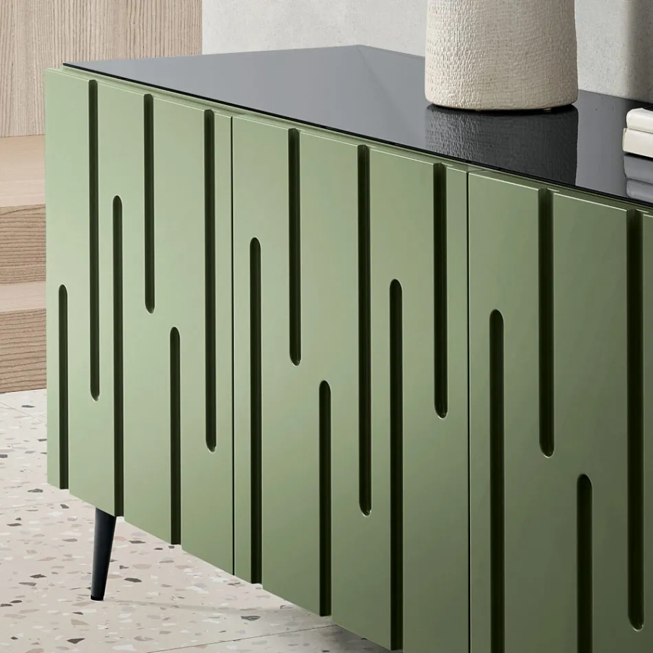 Madia con 3 Ante con Apertura Push Pull in MDF Made in Italy - Fabrizia Viadurini