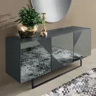 Madia con 3 Ante in MDF Laccato Rivestite in Vetro Specchio - Diletta Viadurini