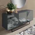 Madia con 3 Ante in MDF Laccato Rivestite in Vetro Specchio - Diletta