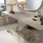 Madia con 3 Ante in MDF Laccato Rivestite in Vetro Specchio - Diletta Viadurini
