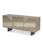 Madia con 3 Ante in MDF Laccato Rivestite in Vetro Specchio - Diletta Viadurini