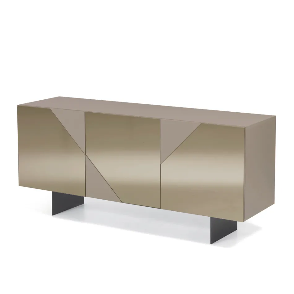 Madia con 3 Ante in MDF Laccato Rivestite in Vetro Specchio - Diletta Viadurini