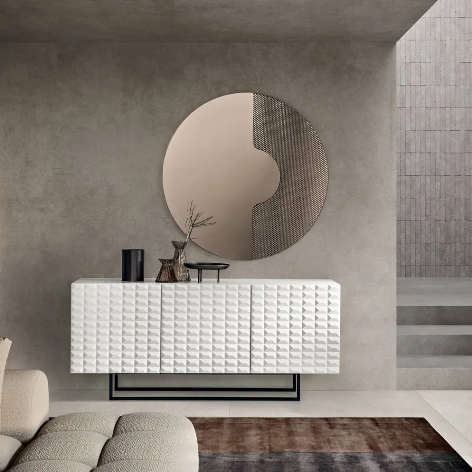 Madia con 3 Ante in MDF Rivestito in PVC Laccato Made in Italy - Dorotea Viadurini