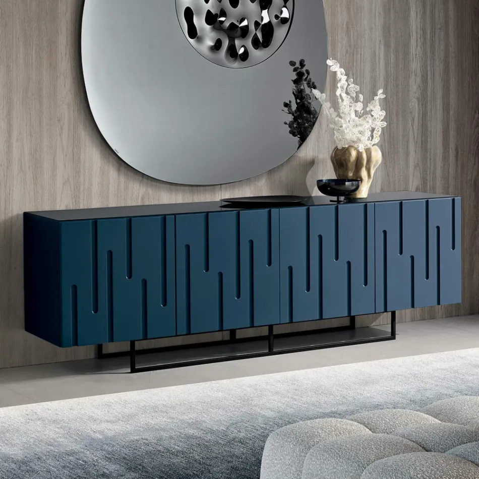 Madia con 4 Ante con Apertura Push Pull in MDF Made in Italy - Fabrizia Viadurini