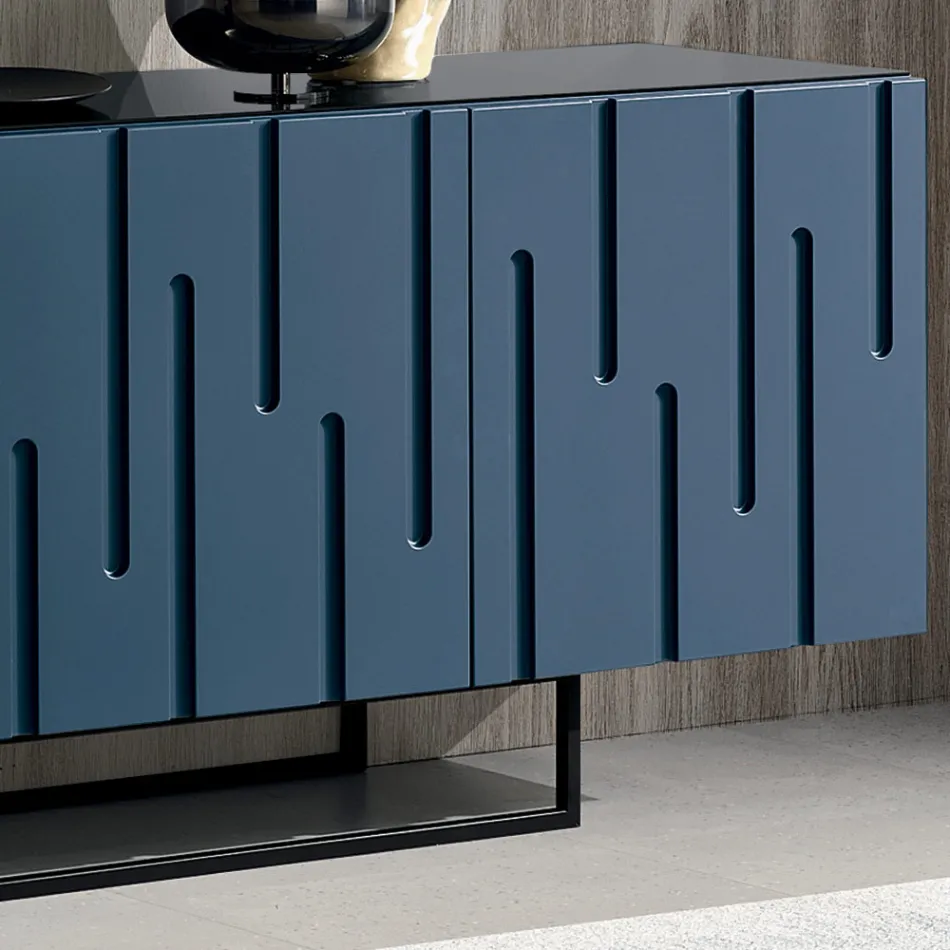 Madia con 4 Ante con Apertura Push Pull in MDF Made in Italy - Fabrizia Viadurini