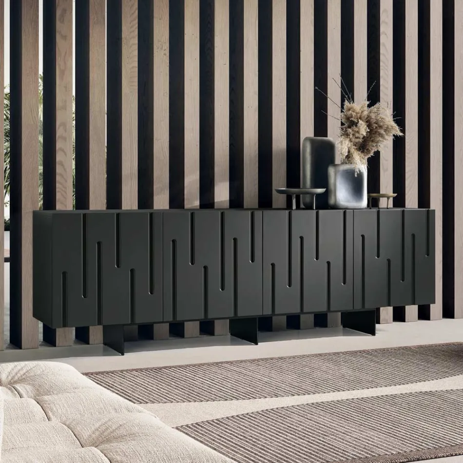 Madia con 4 Ante con Apertura Push Pull in MDF Made in Italy - Fabrizia Viadurini