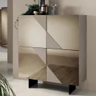 Madia con 4 Ante in MDF Laccato Rivestite in Vetro Specchio - Diletta Viadurini