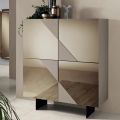 Madia con 4 Ante in MDF Laccato Rivestite in Vetro Specchio - Diletta