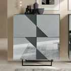 Madia con 4 Ante in MDF Laccato Rivestite in Vetro Specchio - Diletta Viadurini