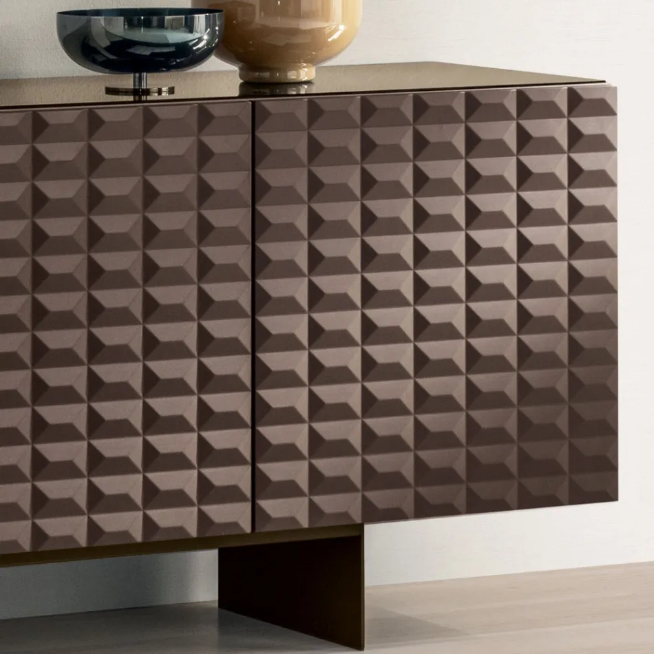 Madia con 4 Ante in MDF Rivestito in PVC Laccato Made in Italy - Dorotea Viadurini