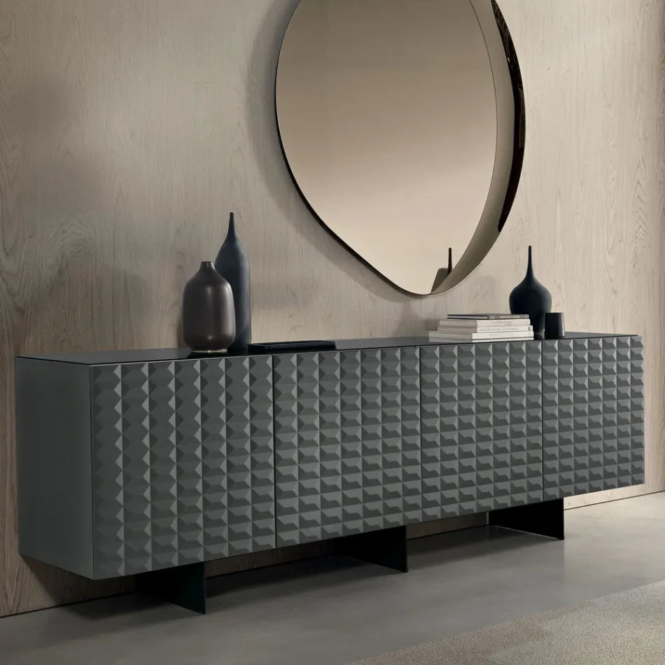 Madia con 4 Ante in MDF Rivestito in PVC Laccato Made in Italy - Dorotea Viadurini