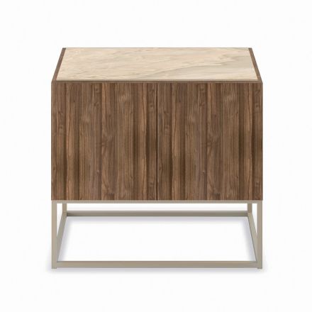 Madia con Ante Apertura Push-Pull in Legno Listellare Made in Italy - Salerno Viadurini