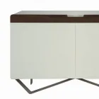 Madia con Struttura in Mdf Bianco 2 Piedi in Ferro Made in Italy - Corallo Viadurini