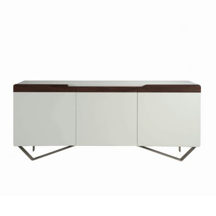 Madia con Struttura in Mdf Bianco 2 Piedi in Ferro Made in Italy - Corallo Viadurini