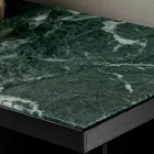 Madia Credenza da Soggiorno in Vetro Fumè e Marmo Verde Guatemala - Leonarda Viadurini