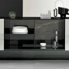Madia da Ingresso di Design a 2 Ante in Vetro Fumè Made in Italy – Sciocca Viadurini