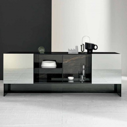 Madia da Ingresso di Design a 2 Ante in Vetro Fumè Made in Italy – Sciocca Viadurini