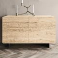 Madia da Salotto con 2 Ante in Finitura Marmo Travertino Made in Italy - Jon 