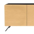 Madia da Salotto con 2 o 3 Ante in Finitura Frassino Naturale Made in Italy - Zehra Viadurini