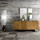 Madia da Salotto con 3 Ante in Finitura Rovere Nodato Country Made in Italy - Arne Viadurini