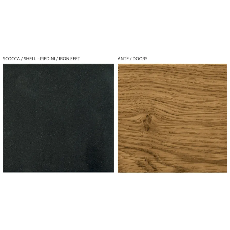 Madia da Salotto con 3 Ante in Finitura Rovere Nodato Country Made in Italy - Arne Viadurini