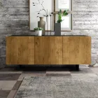 Madia da Salotto con 3 Ante in Finitura Rovere Nodato Country Made in Italy - Arne Viadurini
